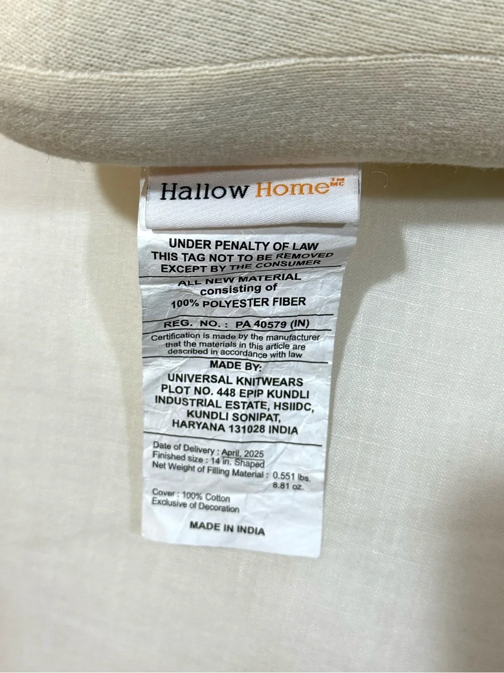 Cream Ghost Holiday Pillow with Orange Pumpkin Accent